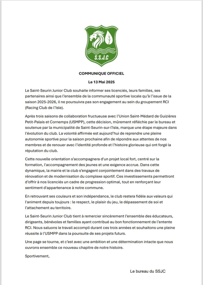 Communiqué officiel